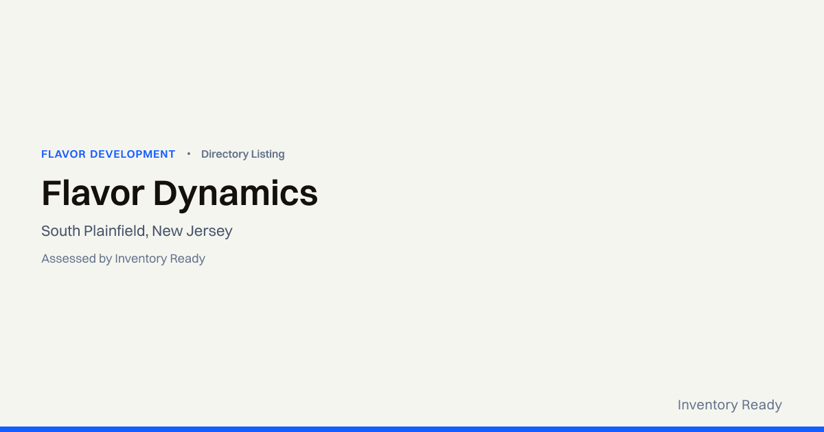 Flavor Dynamics | Flavor Development | Inventory Ready