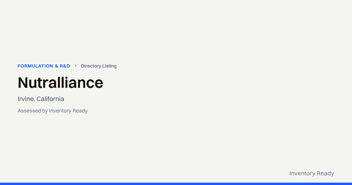 Nutralliance | Formulation & R&D | Inventory Ready