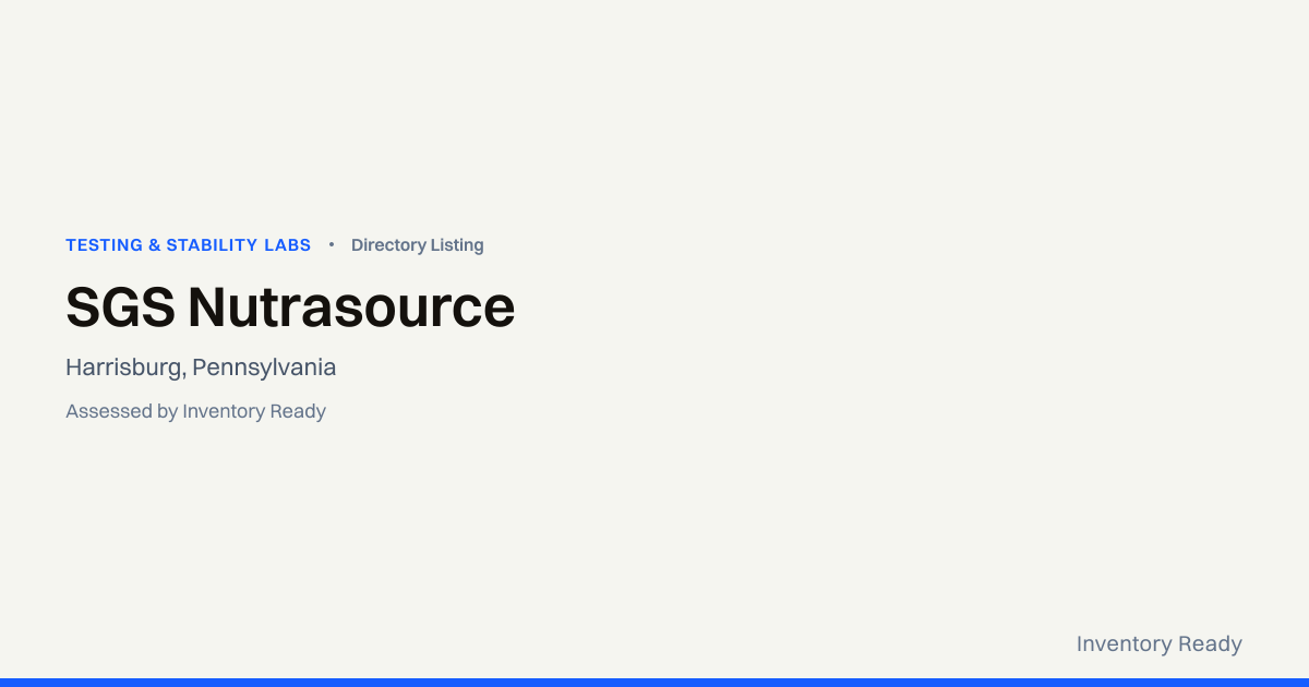 SGS Nutrasource | Testing & Stability Labs | Inventory Ready