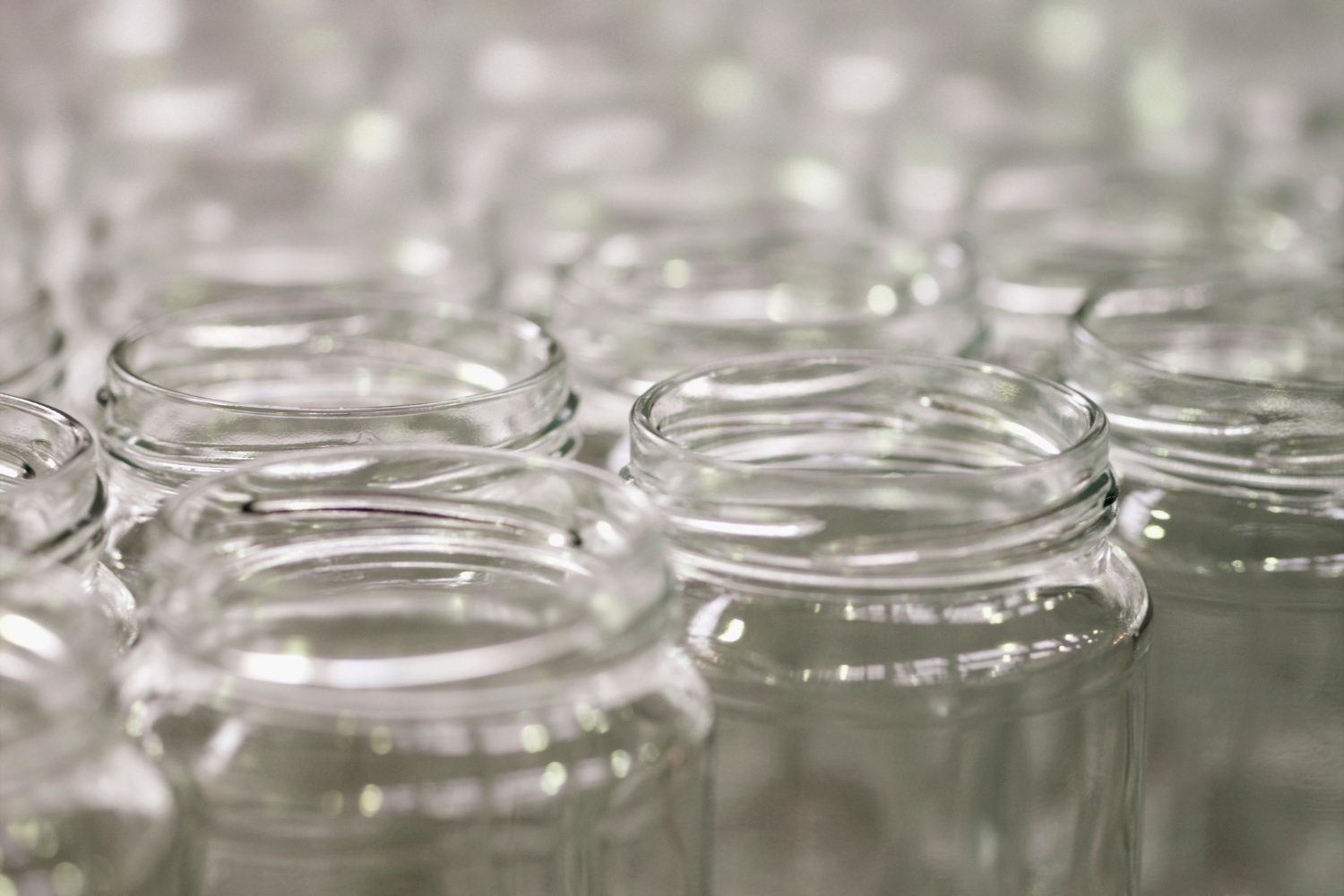 Rows of glass containers.
