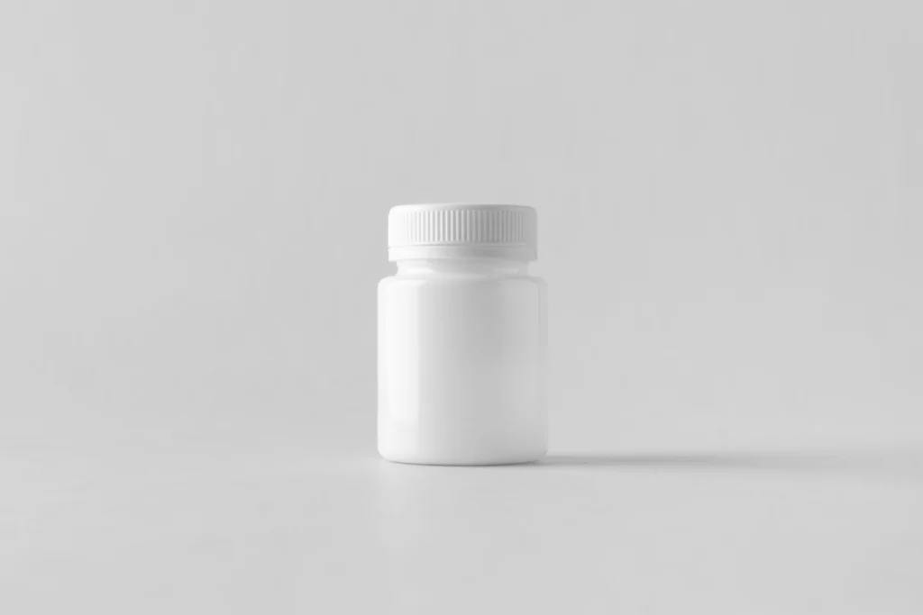 Plastic supplement container.