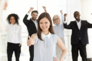 Satisfied client showing approval for supplement manufacturer’s service and product quality.