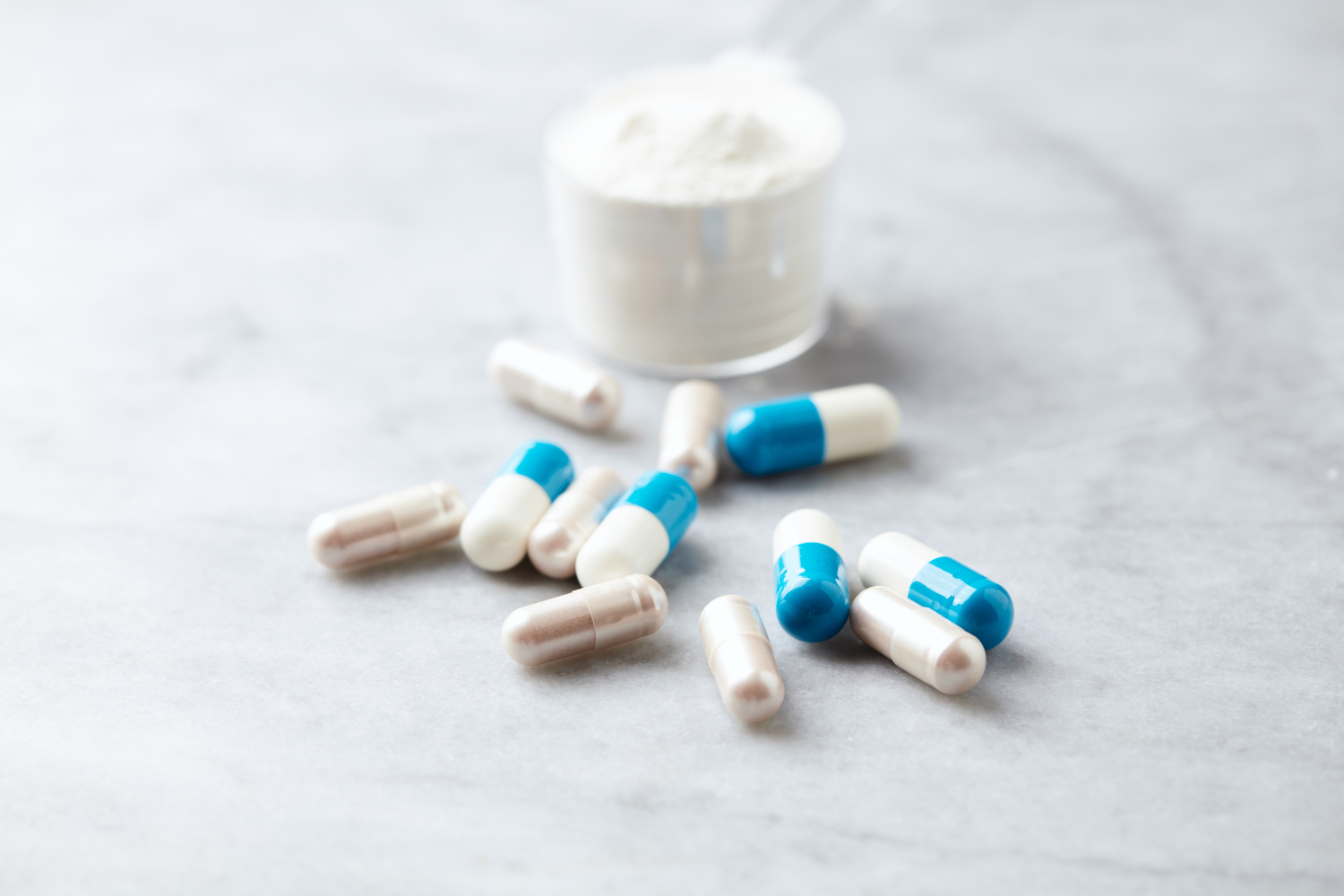 Creatine powder and supplements.