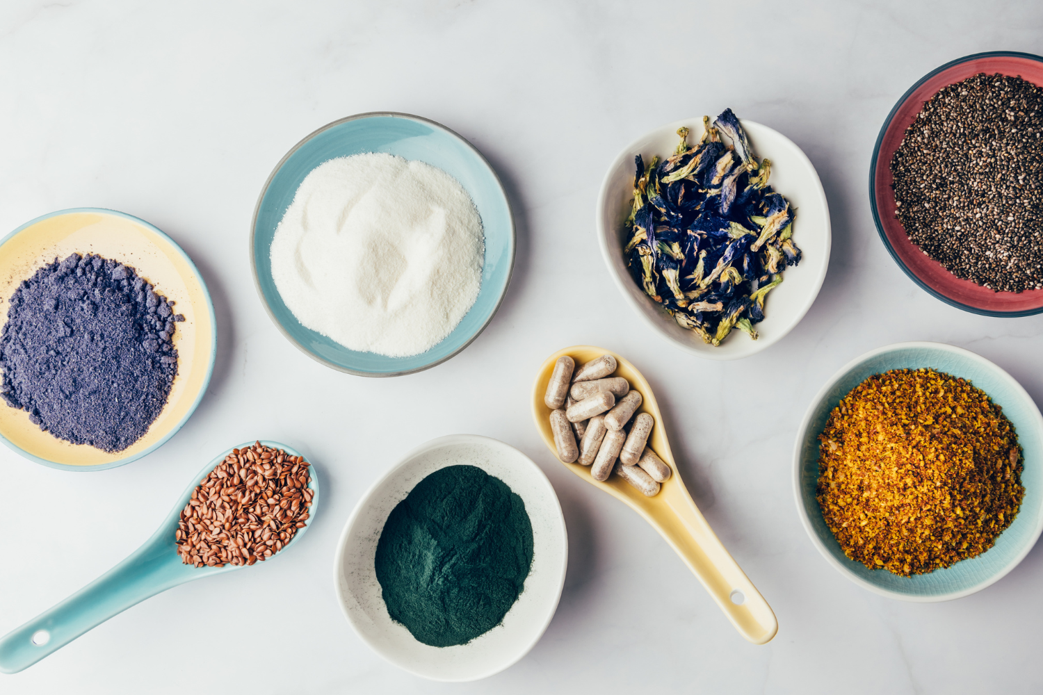 Various ingredients for sleep supplements.