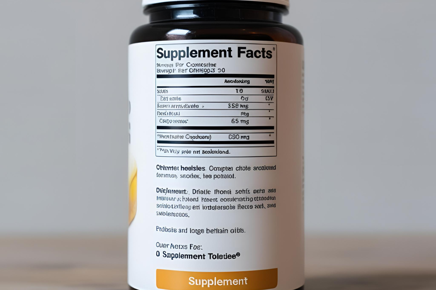 Sample of supplement facts on a bottle.