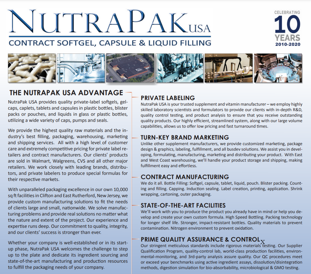 Screenshot of Nutrapak brochure.
