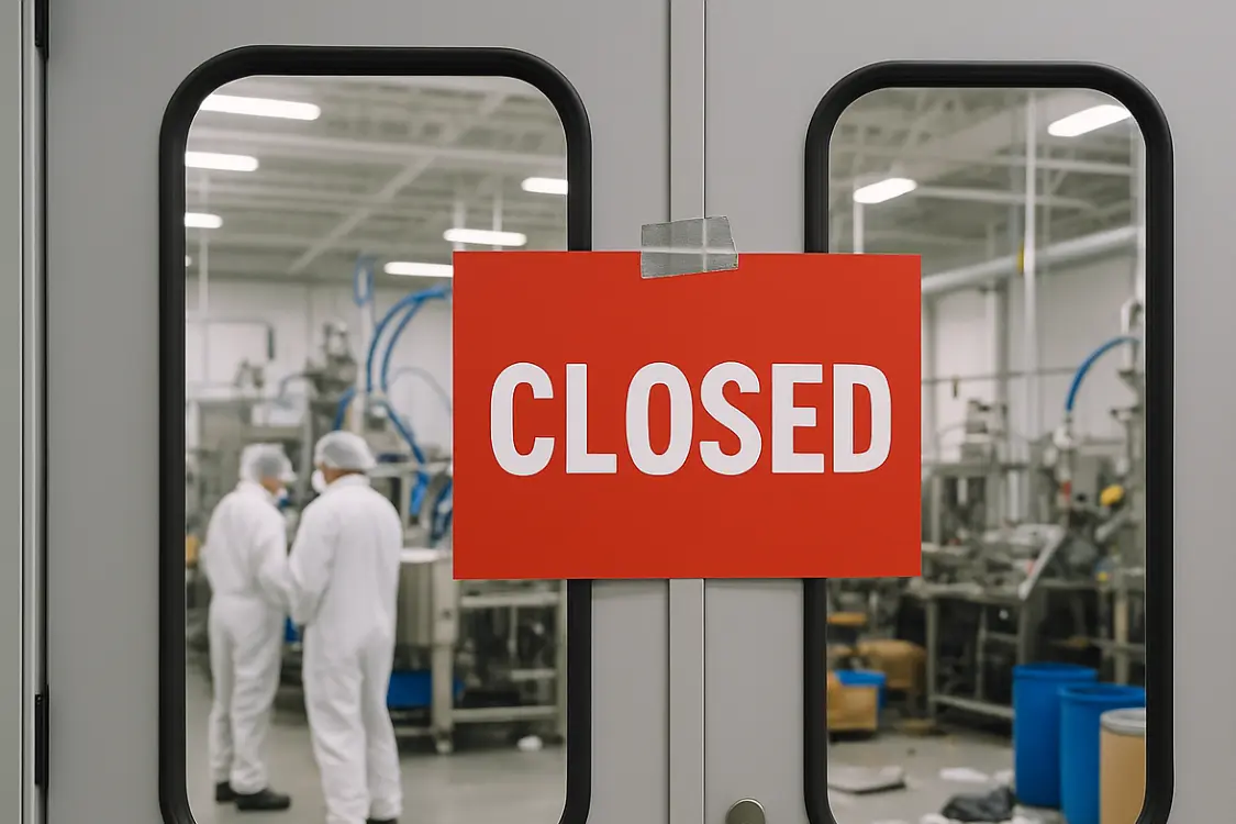 Closed supplement manufacturing facility due to failed regulatory compliance
