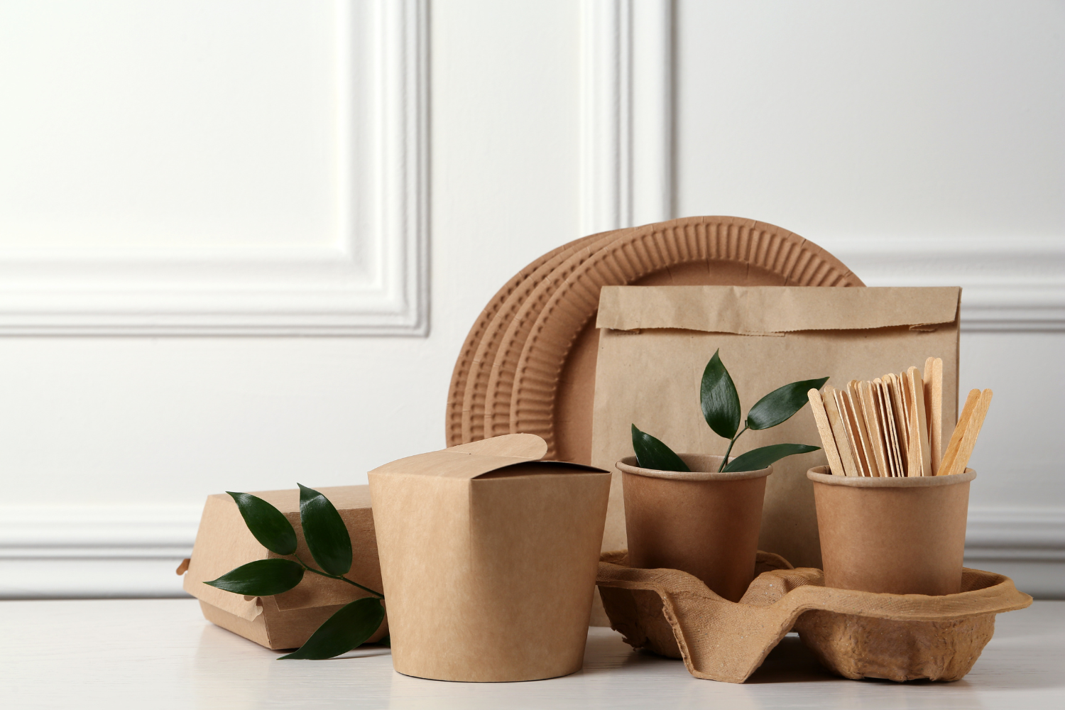 Different types of eco-friendly packaging.