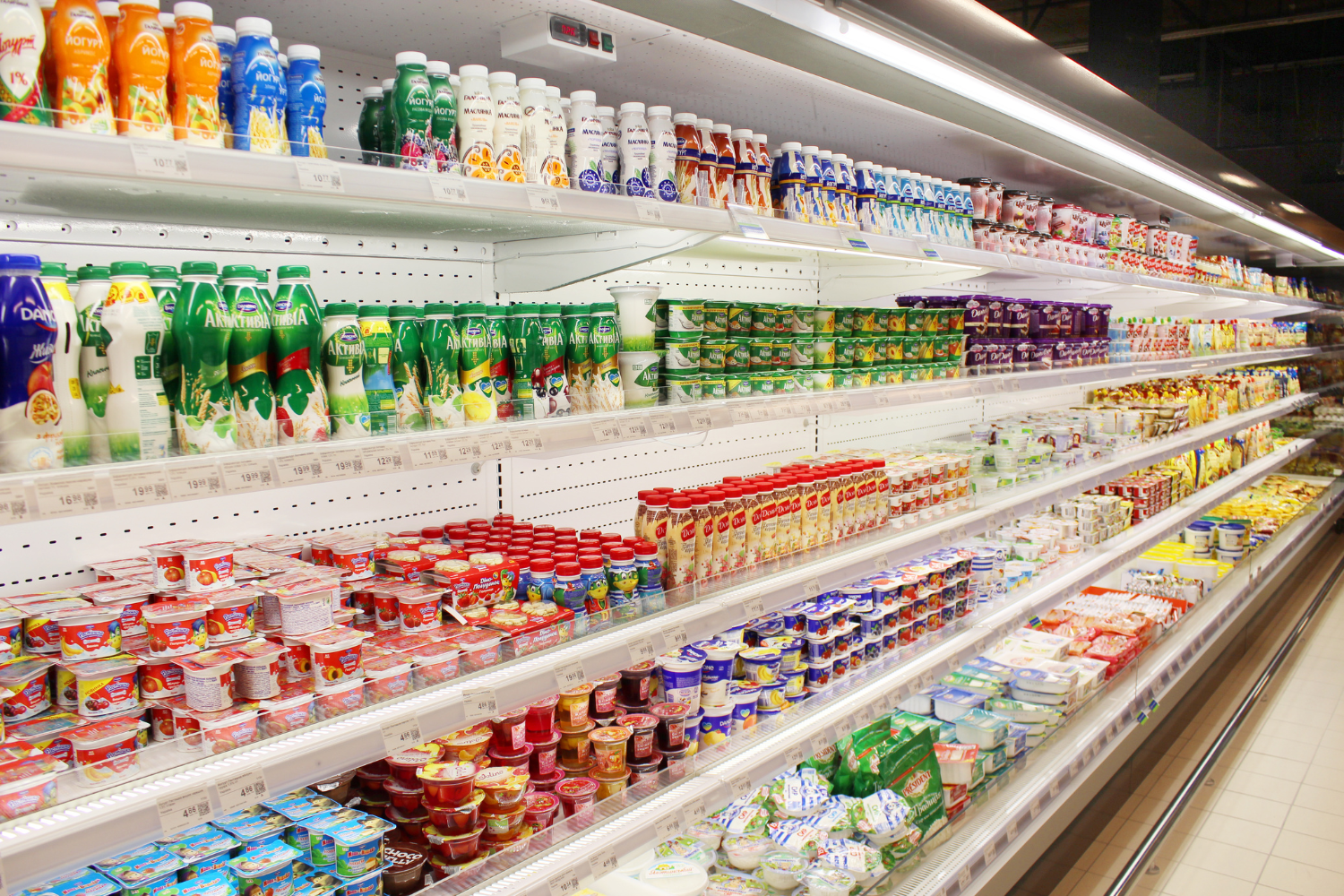 Products on a grocery store.