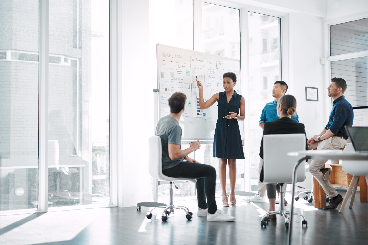 A digital marketing team discussing a campaign.