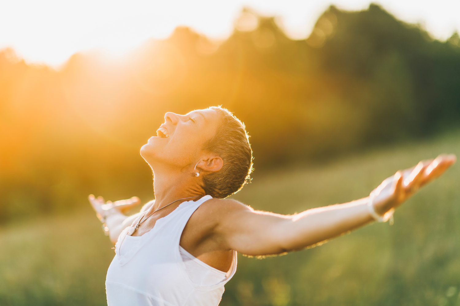 Woman looking energized.