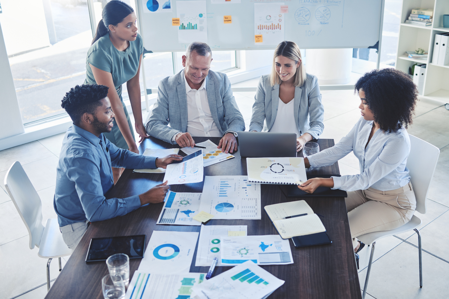 A team talking about their business plan.