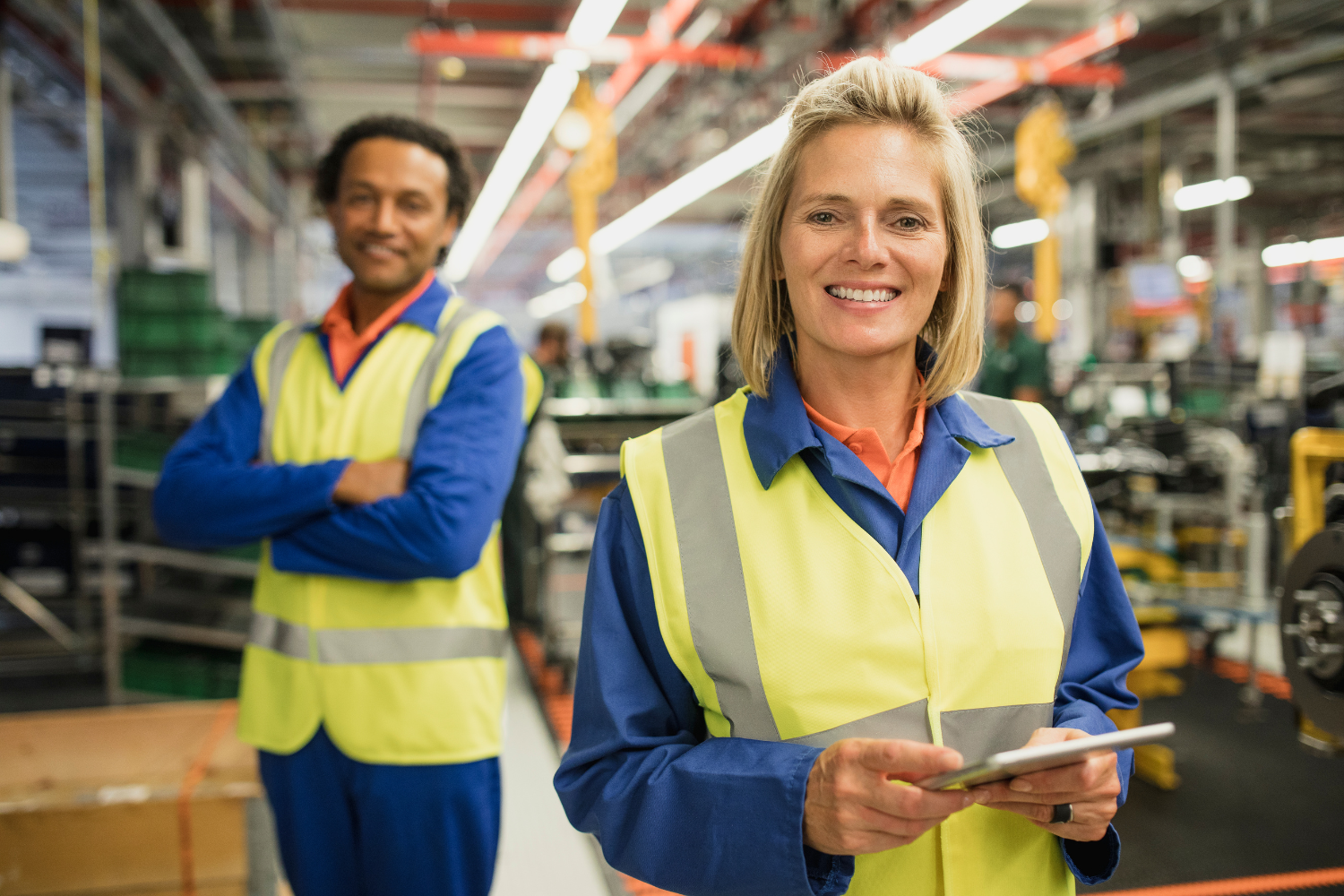 A factory worker managing a production line.