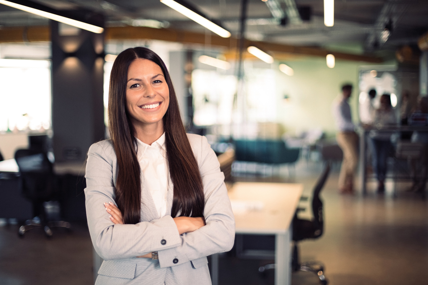 Businesswoman smiling.