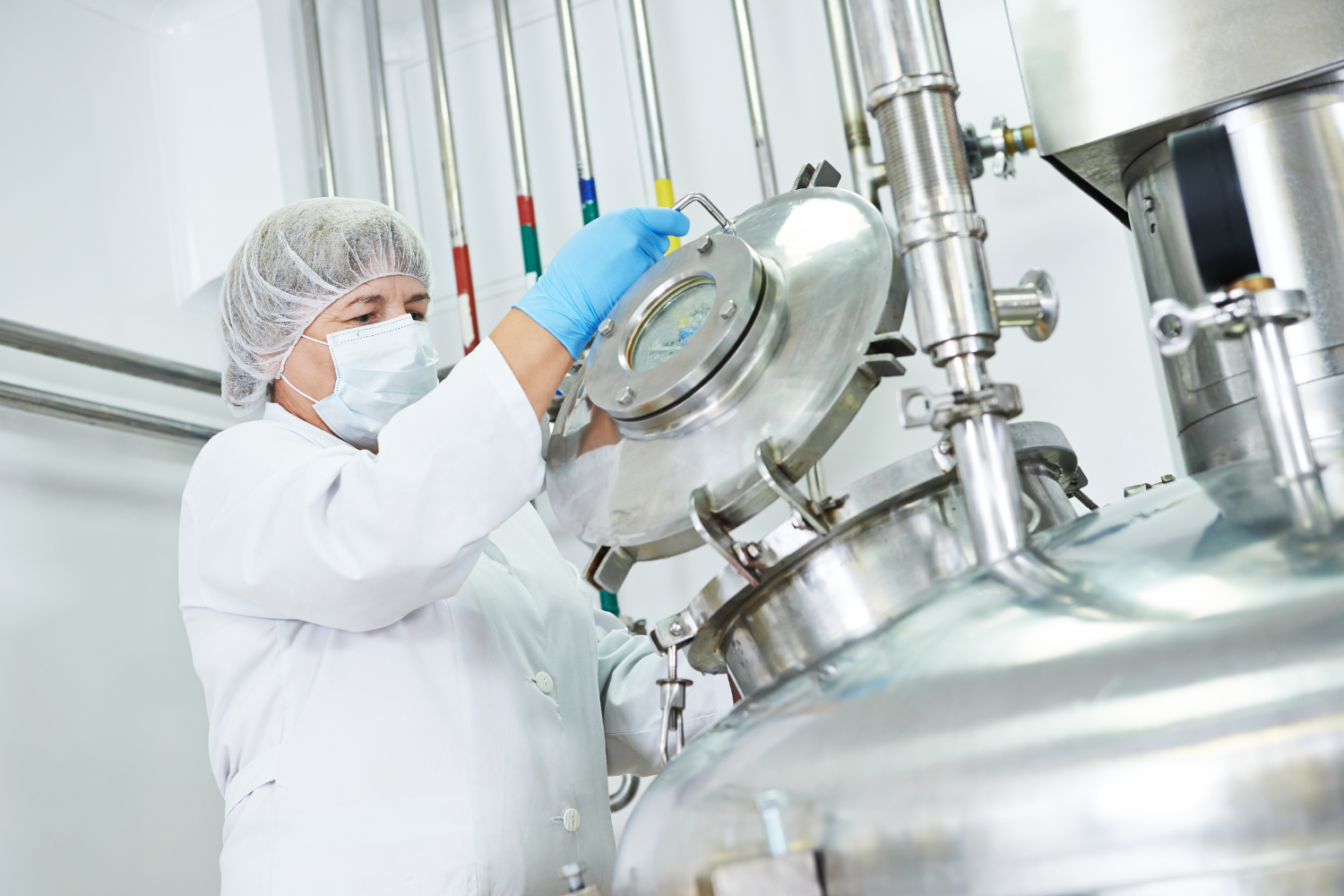 A close-up view of industrial mixers.