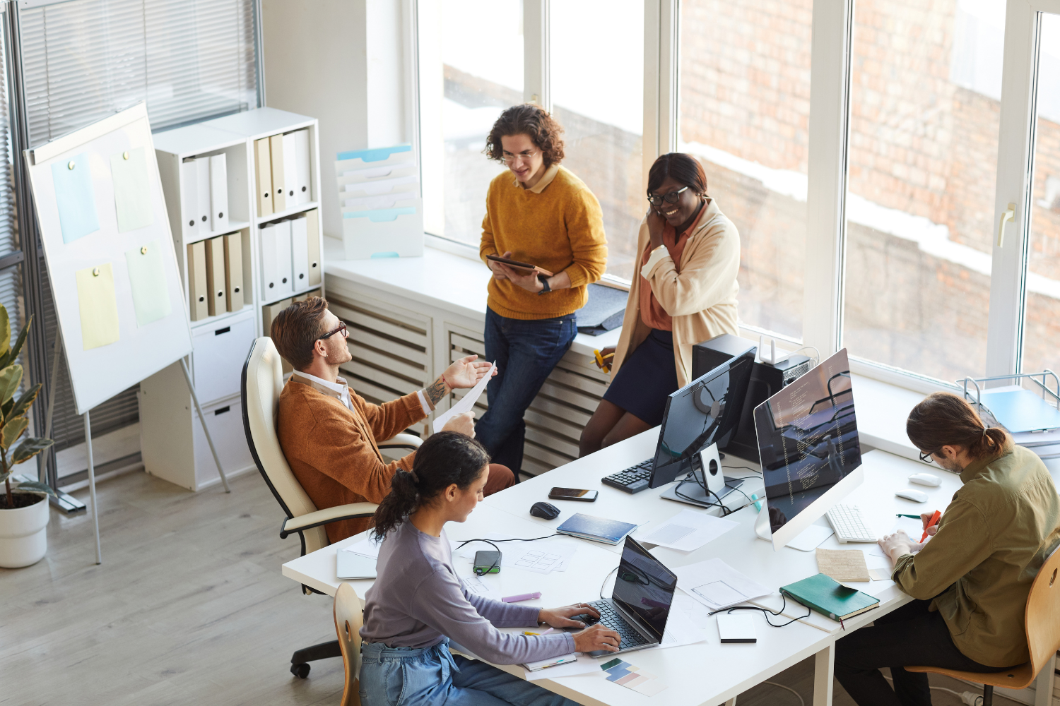 A product development team having a meeting.