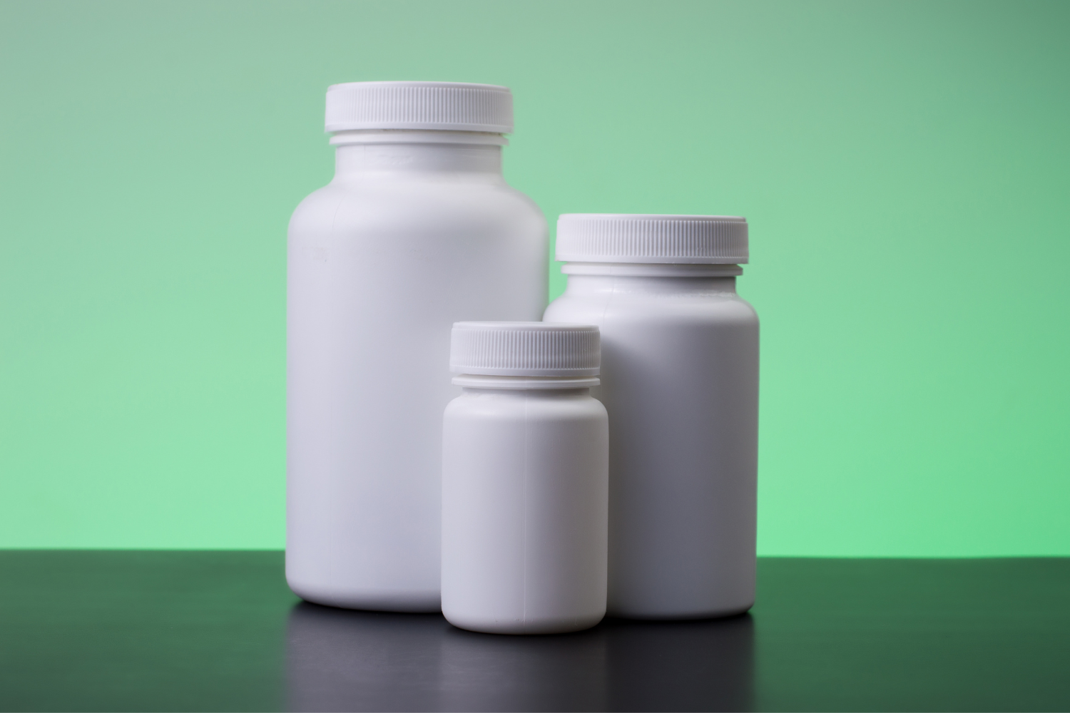 Blank supplement bottles.