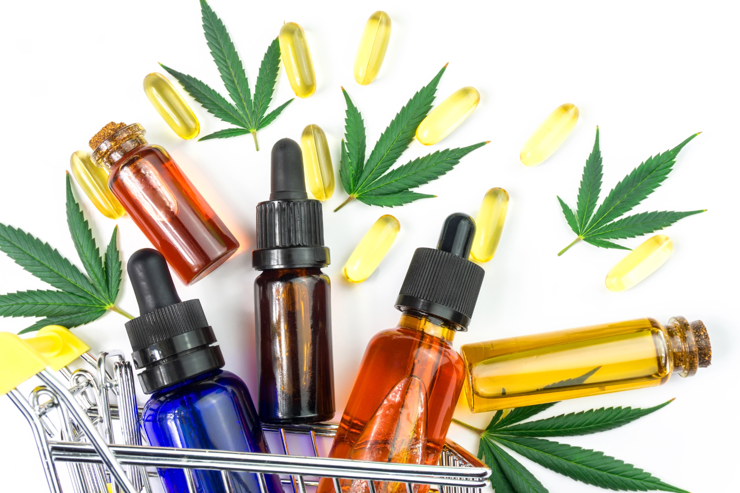 Capsules, tinctures, and softgels of hemp oil.