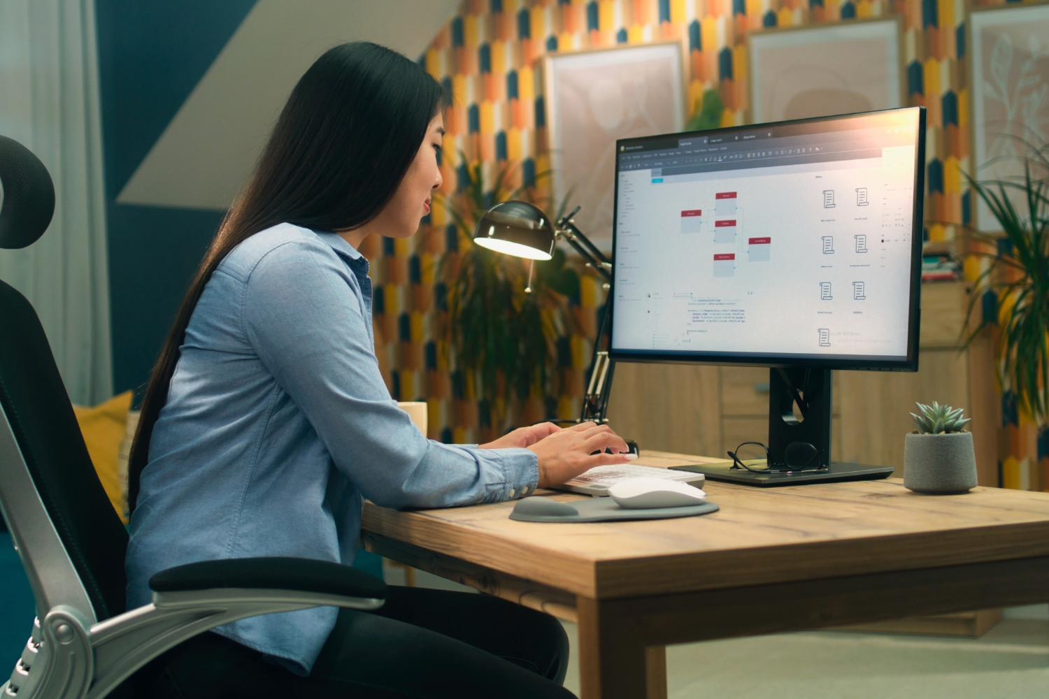 Woman creating an e-commerce website.