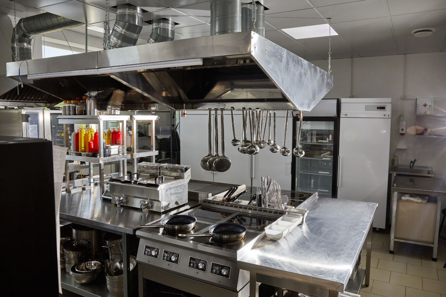 A commercial kitchen setup.