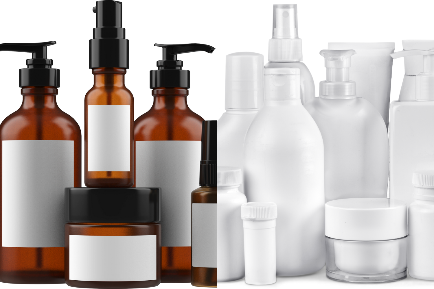 A collection of private label products displayed on a table.