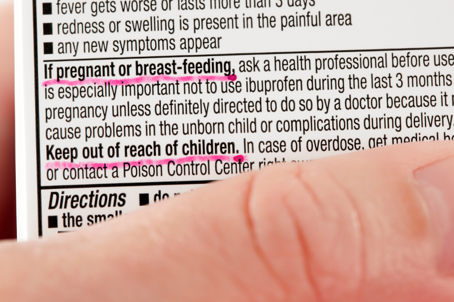 Warning label on the side of a supplement bottle.