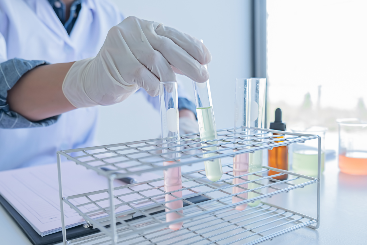 A scientist testing some ingredients.