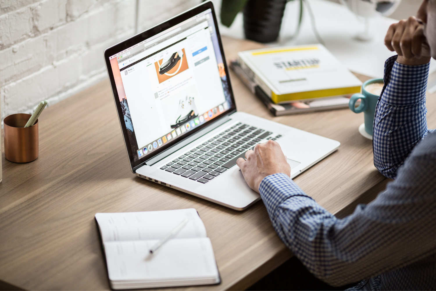 Laptop with design software.