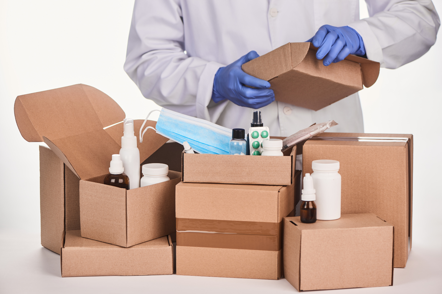 Shipping supplement bottles.