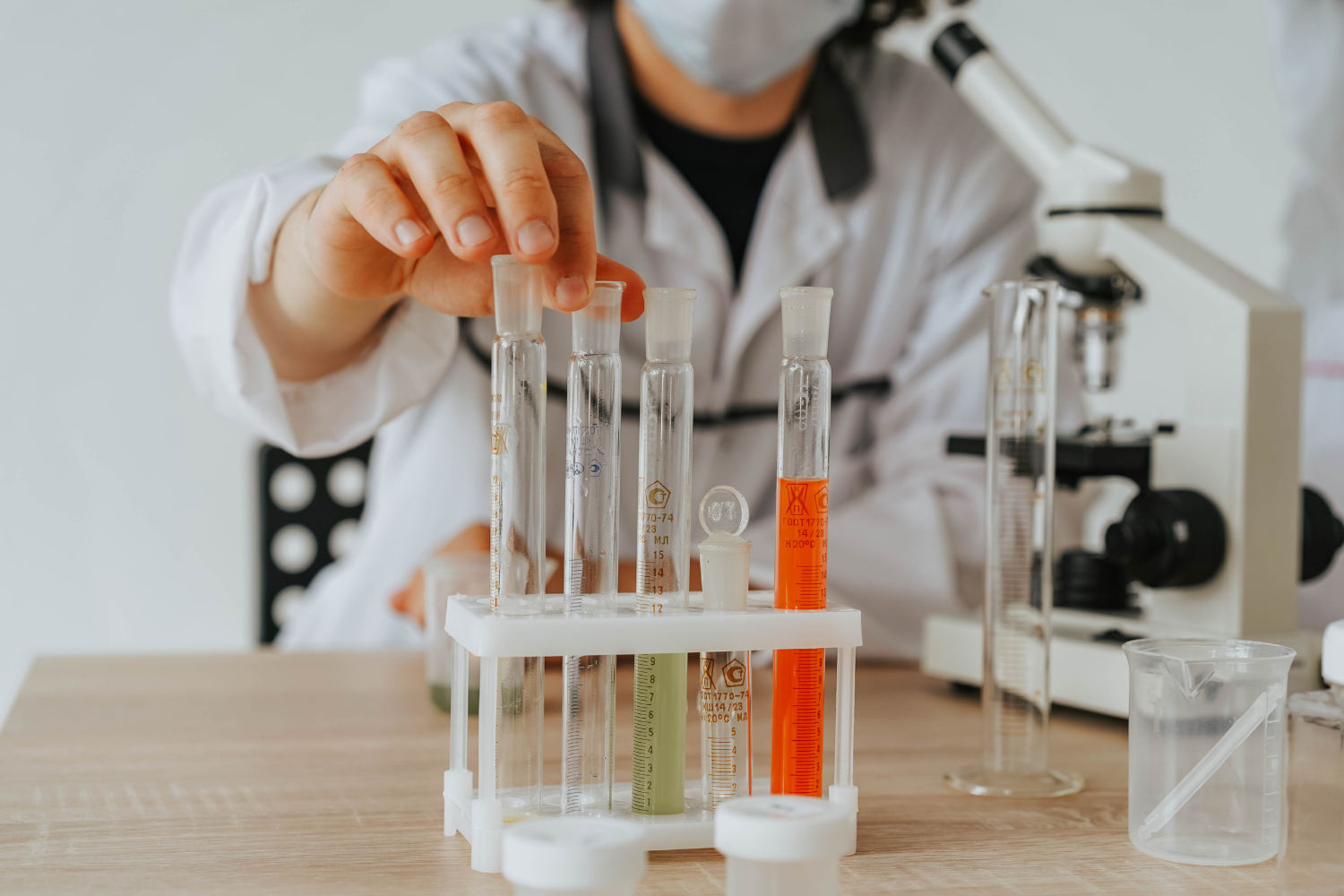 A nutrition brand formulator in a lab setting.