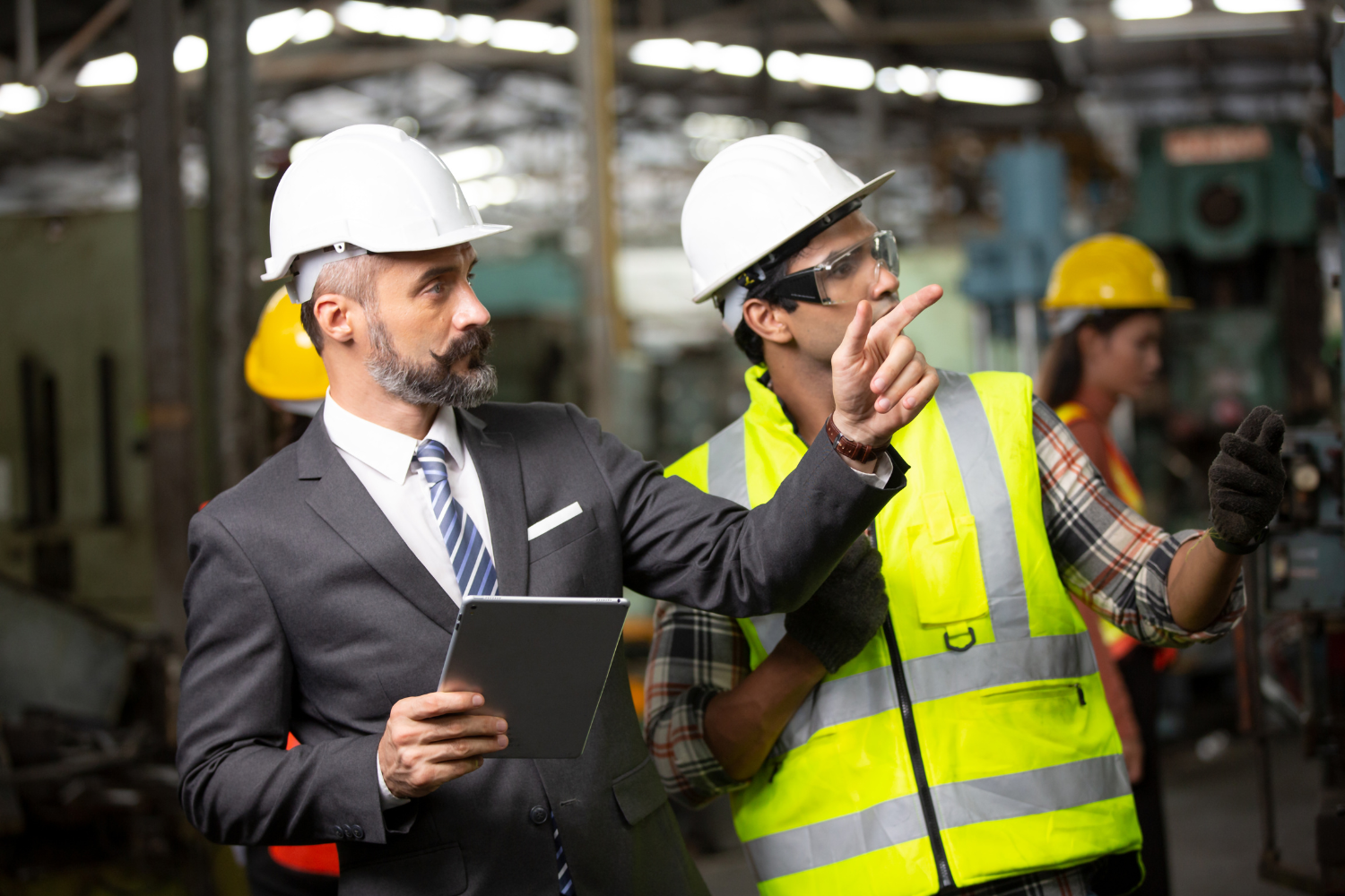 A factory inspection scene.