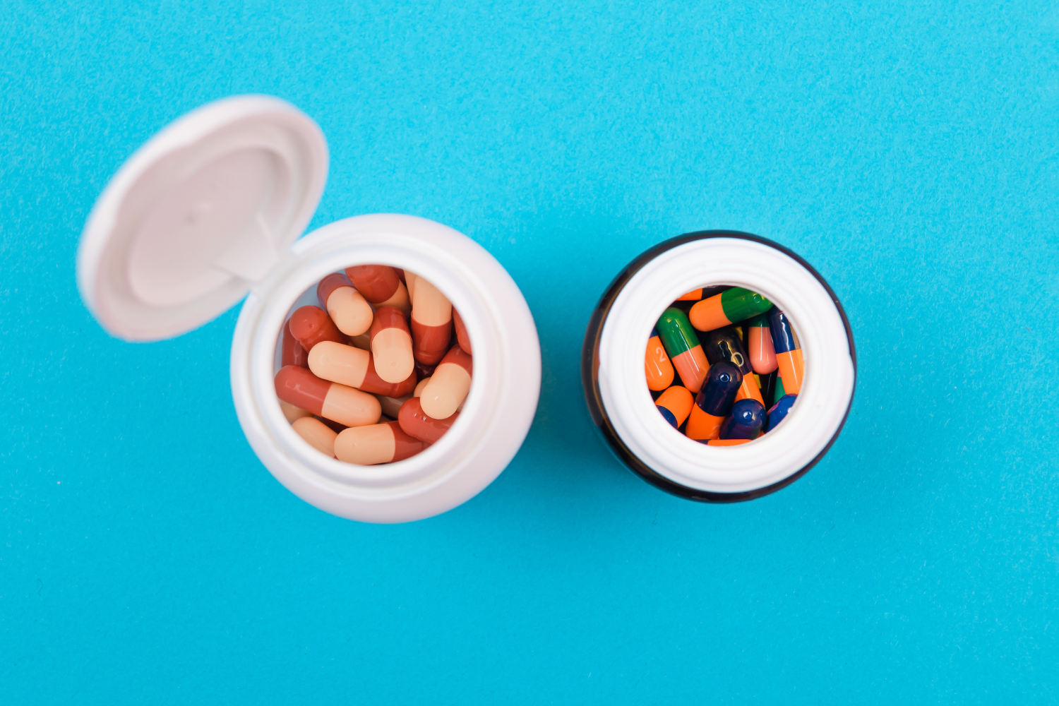 A comparison of two supplement bottles.