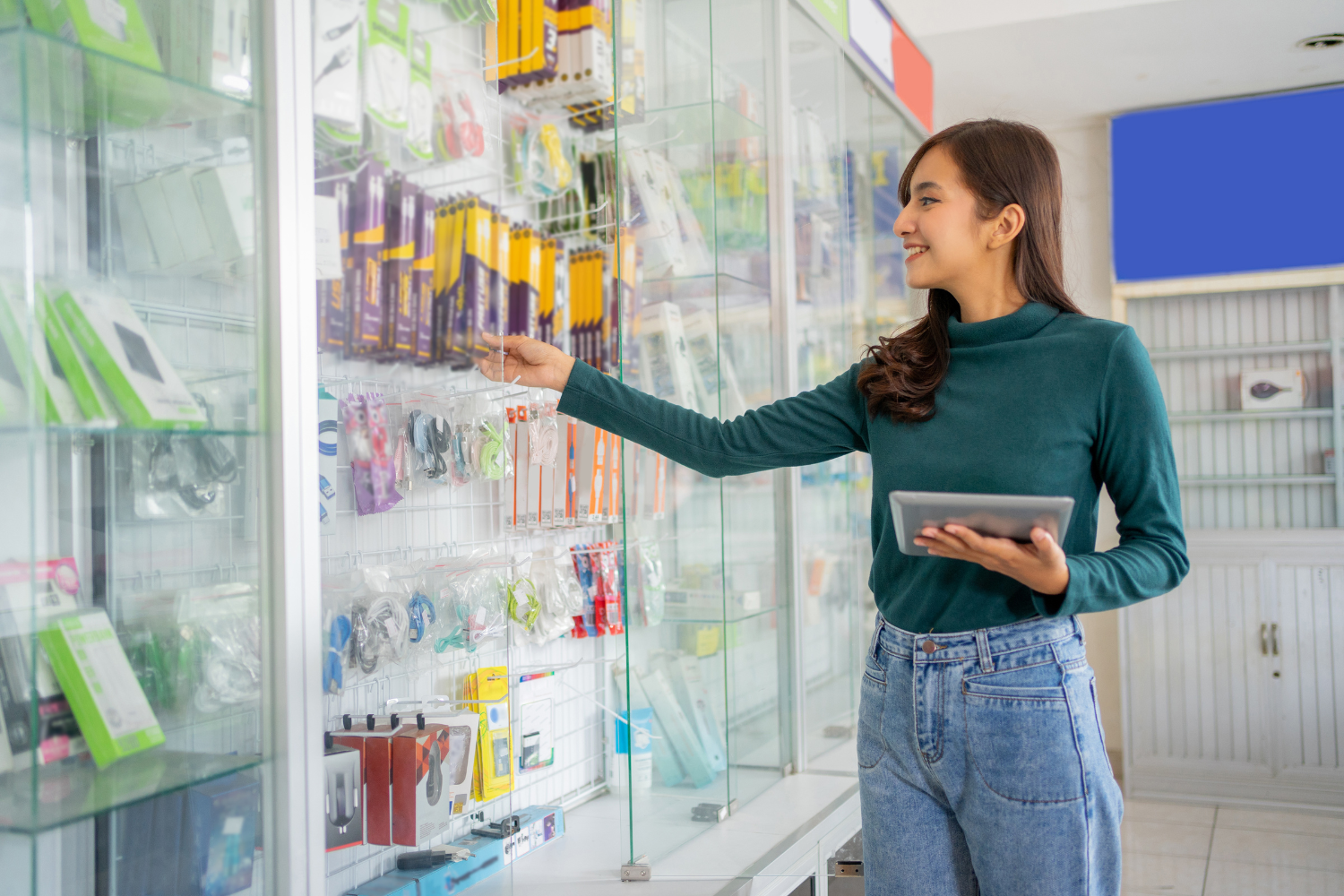 Consumer checking a product.