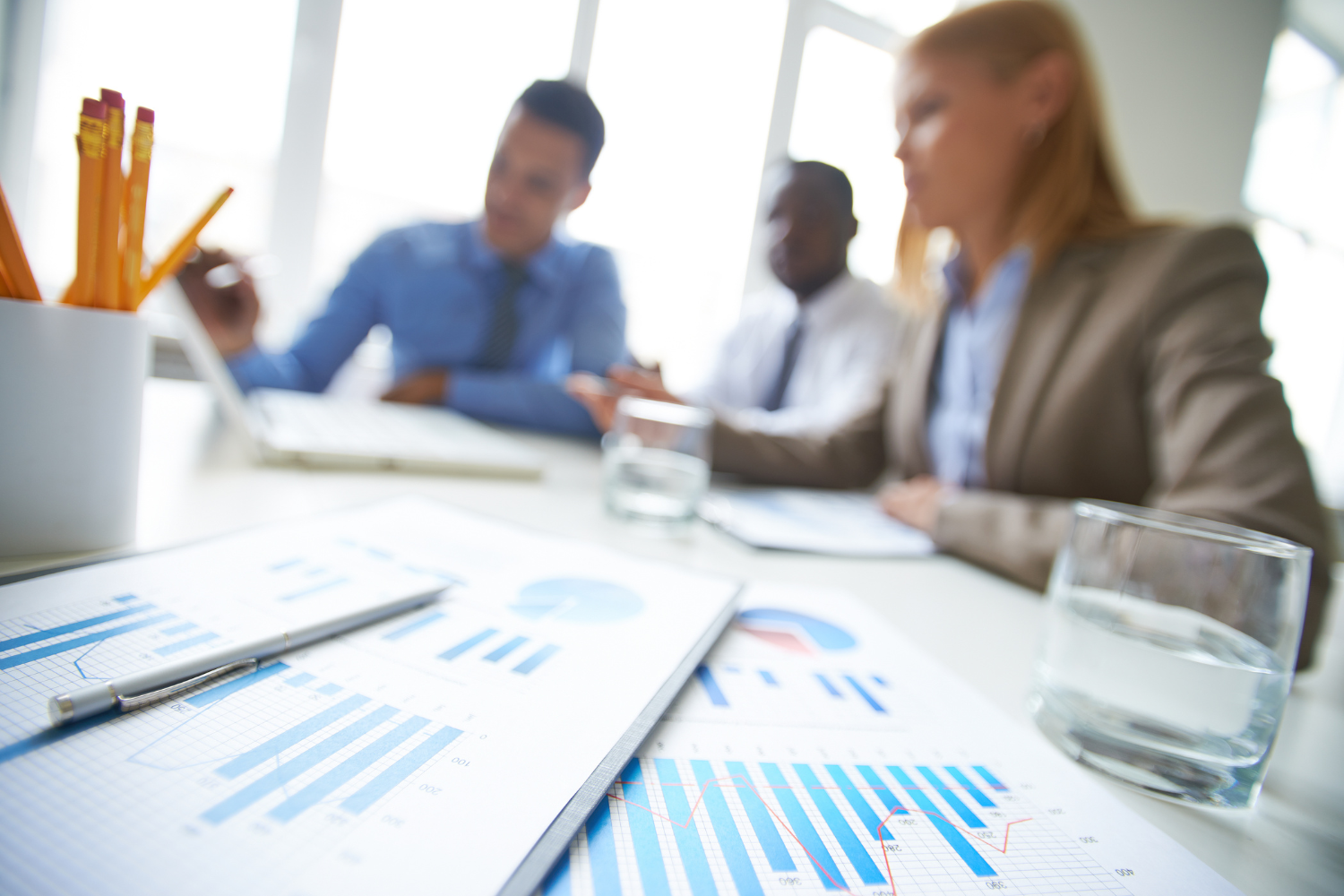 A business owner reviewing a spreadsheet of costs, etc.