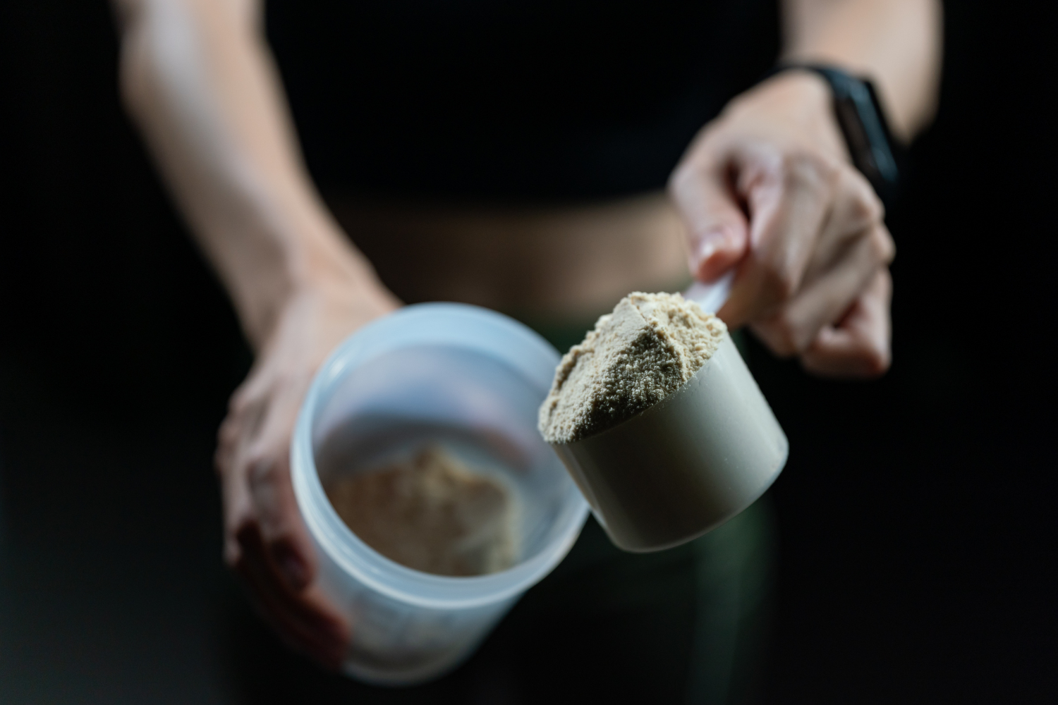 A scoop of whey protein.