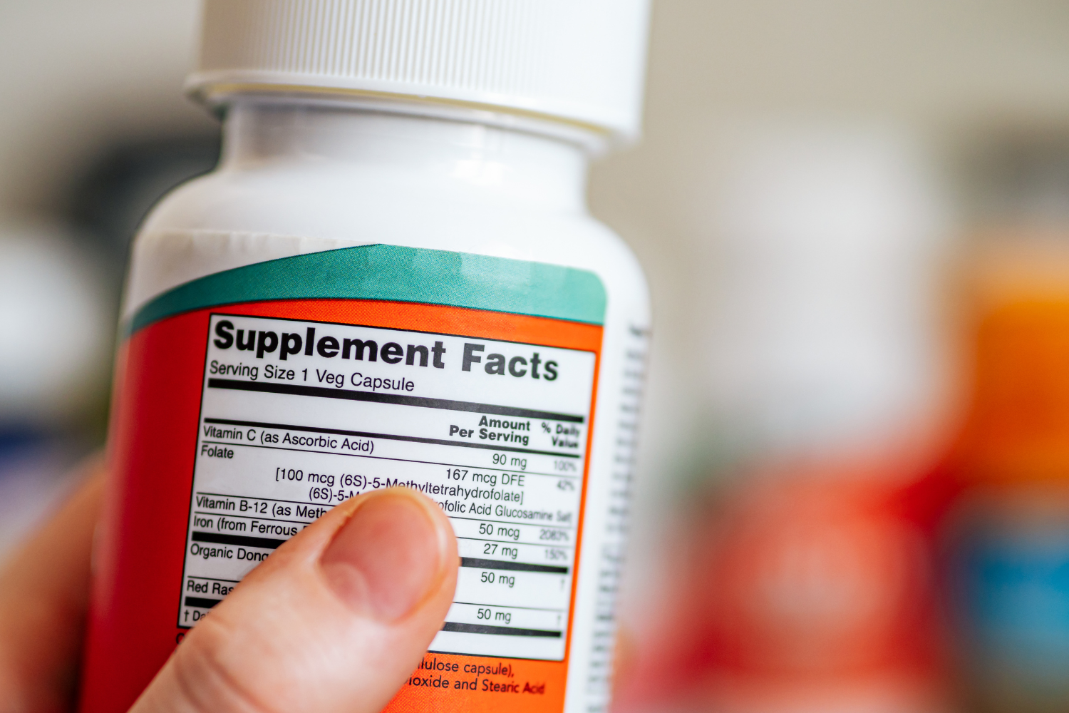Supplement fact label.