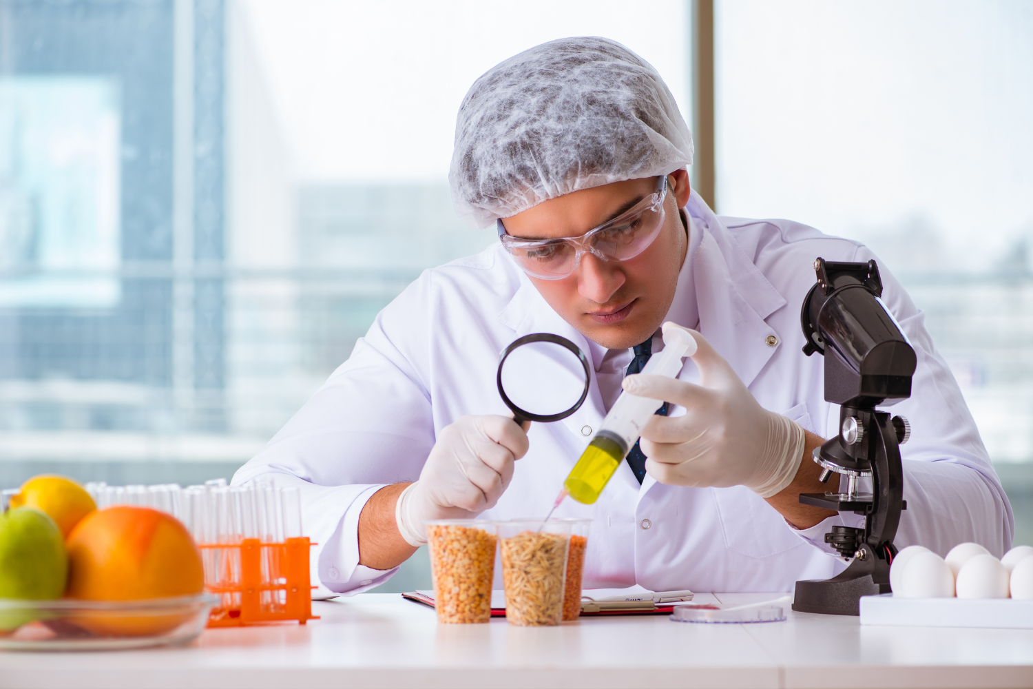 Scientist developing new sports nutrition product.
