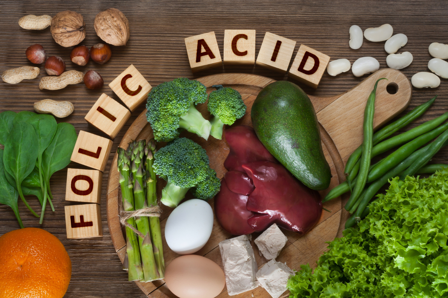 An image of folic acid food sources.