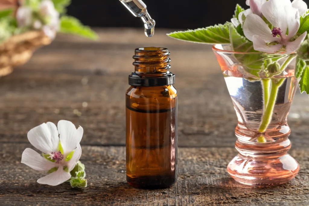 Glass bottle for herbal tinctures.