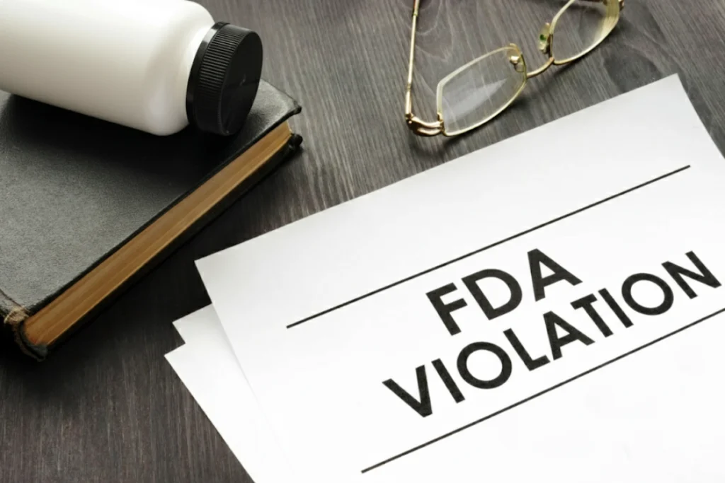 FDA violation notice related to supplement manufacturer compliance documents