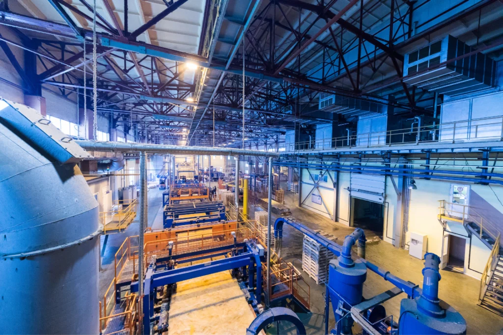 Interior view of supplement manufacturer production line with machinery
