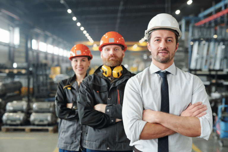 Team in protective gear showing supplement manufacturer brand alignment in production