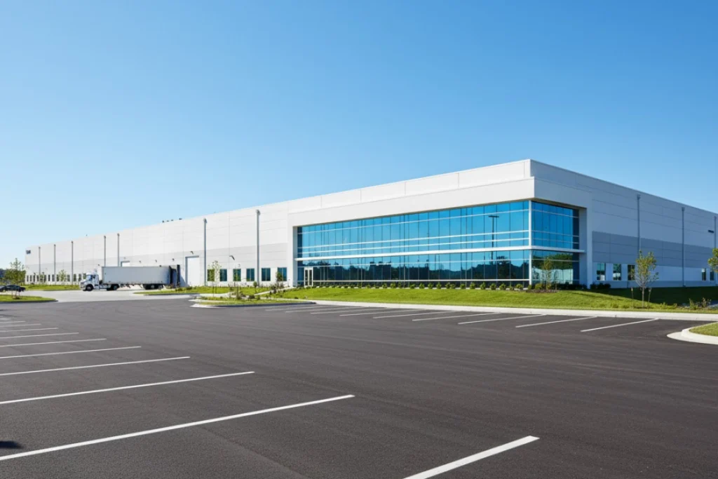 Exterior view of a modern supplement manufacturing facility representing operational stability and production efficiency.